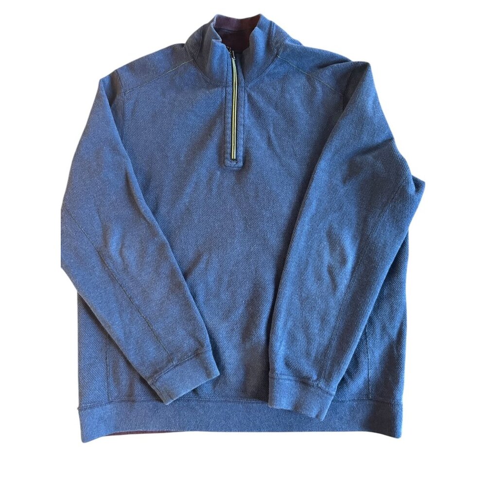 Mens Tommy Bahama Reversible Half-Zip Pullover Sweatshirt  Size L  Cotton & Poly